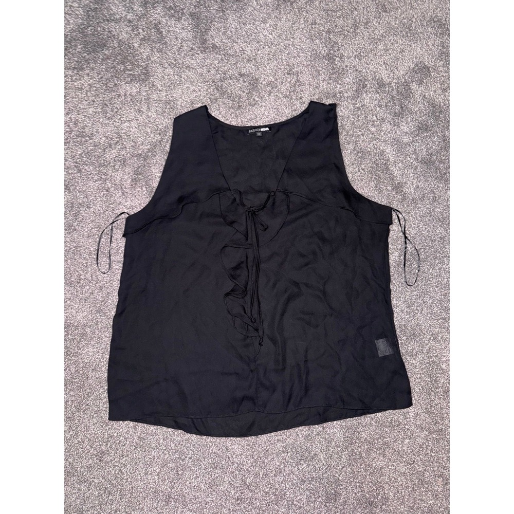Fashion Nova Women's Black‎ Sleeveless Ruffle Tank Top